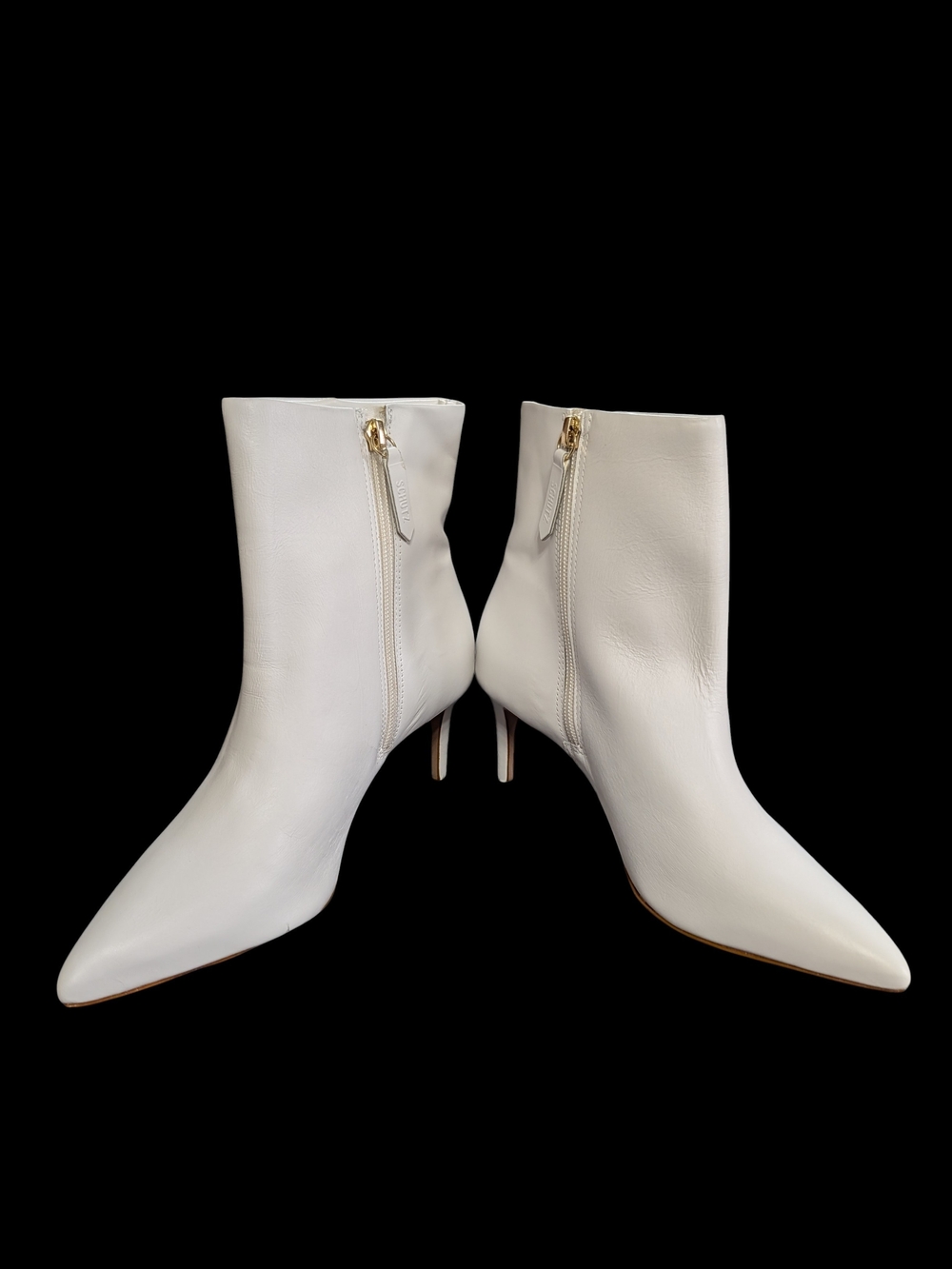 Schultz White Pointed-Toe Ankle Boots with Side Zip
